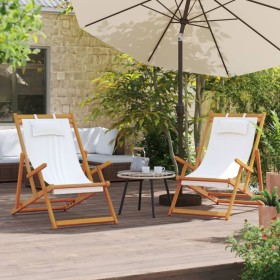 Folding beach chairs 2 units cream-colored fabric by , Garden chairs - Ref: Foro24-3214484, Price: 141,64 €, Discount: %