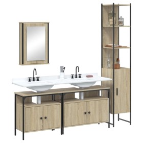 Sonoma oak plywood 4-piece bathroom furniture set by , Bathroom furniture - Ref: Foro24-3214806, Price: 277,21 €, Discount: %