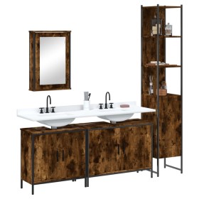 Set de muebles baño 4 pzas madera contrachapada roble ahumado de , Muebles de baño - Ref: Foro24-3214812, Precio: 241,99 €, D...