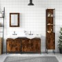 Set de muebles baño 4 pzas madera contrachapada roble ahumado de , Muebles de baño - Ref: Foro24-3214812, Precio: 247,03 €, D...