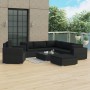 Set muebles de jardín 8 piezas y cojines ratán sintético negro de vidaXL, Conjuntos de jardín - Ref: Foro24-46768, Precio: 74...