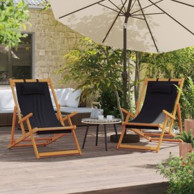 Folding beach chairs 2 units black fabric by , Garden chairs - Ref: Foro24-3214486, Price: 120,73 €, Discount: %