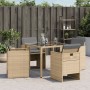 Gartensessel mit Kissen 4 Einheiten beige synthetische Rattanmischung von , Gartenstühle - Ref: Foro24-4007441, Preis: 214,74...