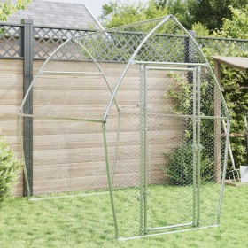 Chicken cage silver galvanized steel 200x105x182 cm by , Cages and habitats for small animals - Ref: Foro24-172555, Price: 12...