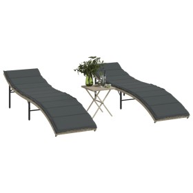 Sonnenliegen mit Tisch 2 Einheiten hellgraues synthetisches Rattan von , Liegen - Ref: Foro24-368256, Preis: 241,99 €, Rabatt: %