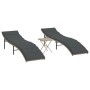 Sonnenliegen mit Tisch 2 Einheiten hellgraues synthetisches Rattan von , Liegen - Ref: Foro24-368256, Preis: 241,26 €, Rabatt: %