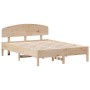 Bed frame with solid pine wood headboard 140x190 cm by , Beds and slatted bases - Ref: Foro24-3207225, Price: 155,87 €, Disco...