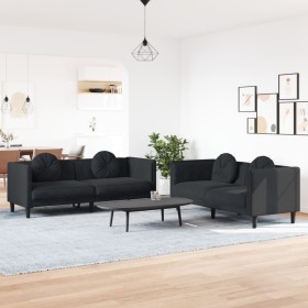 2-piece black velvet sofa set with cushions by , Sofas - Ref: Foro24-3209262, Price: 597,57 €, Discount: %