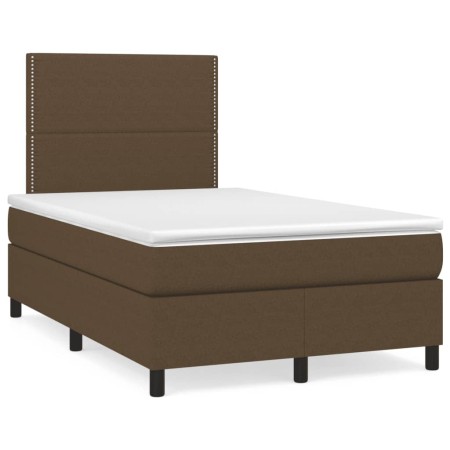 Cama box spring con colchón tela marrón oscuro 120x190 cm de , Camas y somieres - Ref: Foro24-3269877, Precio: 408,99 €, Desc...