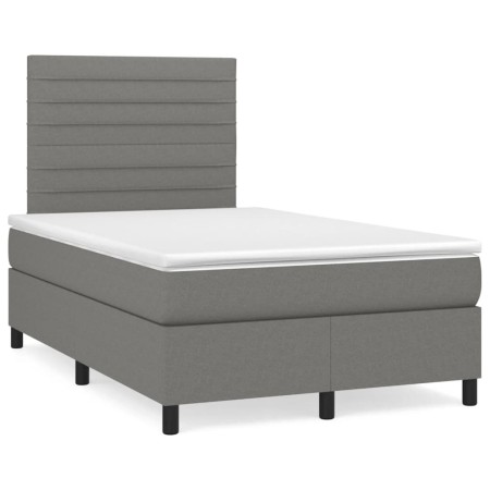 Box spring bed with dark gray fabric mattress 120x190 cm by , Beds and slatted bases - Ref: Foro24-3269889, Price: 404,42 €, ...