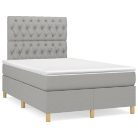 Box spring bed with light gray fabric mattress 120x190 cm by , Beds and slatted bases - Ref: Foro24-3269951, Price: 420,81 €,...