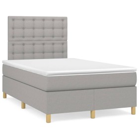 Box spring bed with light gray fabric mattress 120x190 cm by , Beds and slatted bases - Ref: Foro24-3269958, Price: 406,63 €,...