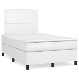 Box spring bed with white synthetic leather mattress 120x190 cm by , Beds and slatted bases - Ref: Foro24-3269966, Price: 427...