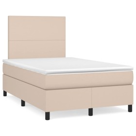 Cama box spring con colchón cuero sintético capuchino 120x190cm de , Camas y somieres - Ref: Foro24-3269970, Precio: 414,70 €...