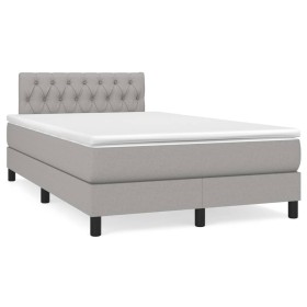 Cama box spring con colchón y LED tela gris claro 120x190 cm de , Camas y somieres - Ref: Foro24-3270060, Precio: 408,99 €, D...