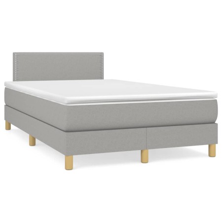 Cama box spring con colchón y LED tela gris claro 120x190 cm de , Camas y somieres - Ref: Foro24-3270081, Precio: 372,78 €, D...