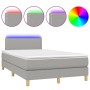 Cama box spring con colchón y LED tela gris claro 120x190 cm de , Camas y somieres - Ref: Foro24-3270081, Precio: 372,78 €, D...