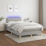 Box spring bed with mattress and LED light gray fabric 120x190 cm by , Beds and slatted bases - Ref: Foro24-3270081, Price: 3...