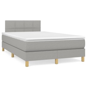 Box spring bed with mattress and LED light gray fabric 120x190 cm by , Beds and slatted bases - Ref: Foro24-3270088, Price: 3...