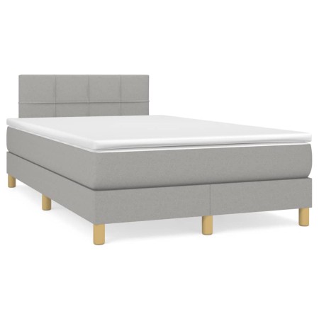 Cama box spring con colchón y LED tela gris claro 120x190 cm de , Camas y somieres - Ref: Foro24-3270088, Precio: 378,57 €, D...