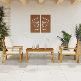 3-piece garden furniture set with acacia wood cushions by , Garden sets - Ref: Foro24-3211807, Price: 268,61 €, Discount: %