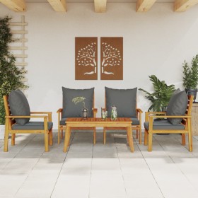 5-piece garden furniture set with solid acacia wood cushions by , Garden sets - Ref: Foro24-3211805, Price: 407,26 €, Discoun...