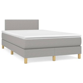 Box spring bed with light gray fabric mattress 120x190 cm by , Beds and slatted bases - Ref: Foro24-3269765, Price: 362,10 €,...