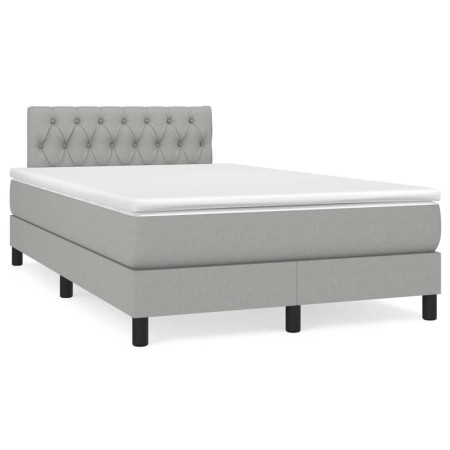 Cama box spring con colchón tela gris claro 120x190 cm de , Camas y somieres - Ref: Foro24-3269744, Precio: 377,25 €, Descuen...