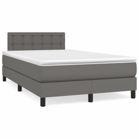 Boxspringbett mit grauer Kunstledermatratze 120x190 cm von , Betten und Lattenroste - Ref: Foro24-3269823, Preis: 369,24 €, R...