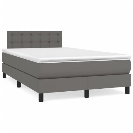 Cama box spring con colchón cuero sintético gris 120x190 cm de , Camas y somieres - Ref: Foro24-3269823, Precio: 372,15 €, De...