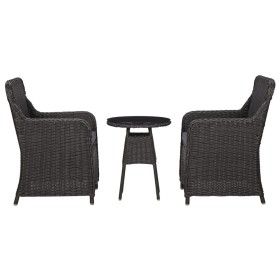 Garden bistro table and chairs 3 pieces and black PE rattan cushions by vidaXL, Garden chairs - Ref: Foro24-46549, Price: 346...