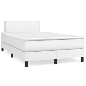 Box spring bed with white synthetic leather mattress 120x190 cm by , Beds and slatted bases - Ref: Foro24-3269814, Price: 392...