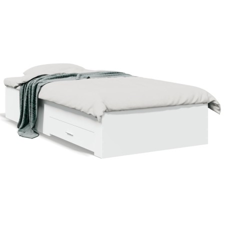 Cama con cajones madera de ingeniería blanca 90x200 cm de , Camas y somieres - Ref: Foro24-3280426, Precio: 111,14 €, Descuen...