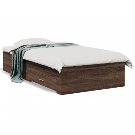 Cama con cajones madera de ingeniería marrón roble 90x200 cm de , Camas y somieres - Ref: Foro24-3280432, Precio: 136,50 €, D...