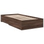 Oak brown engineered wood bed with drawers 90x200 cm by , Beds and slatted bases - Ref: Foro24-3280432, Price: 136,50 €, Disc...