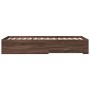 Oak brown engineered wood bed with drawers 90x200 cm by , Beds and slatted bases - Ref: Foro24-3280432, Price: 136,50 €, Disc...