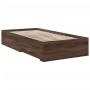 Oak brown engineered wood bed with drawers 90x200 cm by , Beds and slatted bases - Ref: Foro24-3280432, Price: 136,50 €, Disc...