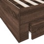 Oak brown engineered wood bed with drawers 90x200 cm by , Beds and slatted bases - Ref: Foro24-3280432, Price: 136,50 €, Disc...