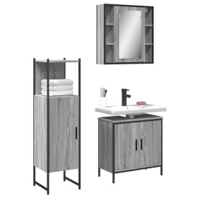 Sonoma gray plywood 3-piece bathroom furniture set by , Bathroom furniture - Ref: Foro24-3214763, Price: 181,43 €, Discount: %