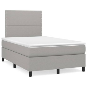 Cama box spring con colchón y LED tela gris claro 120x190 cm de , Camas y somieres - Ref: Foro24-3270190, Precio: 414,18 €, D...