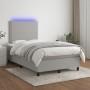 Cama box spring con colchón y LED tela gris claro 120x190 cm de , Camas y somieres - Ref: Foro24-3270190, Precio: 415,66 €, D...