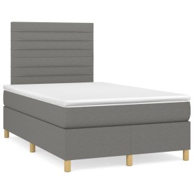 Cama box spring con colchón y LED tela marrón oscuro 120x190 cm de , Camas y somieres - Ref: Foro24-3270254, Precio: 415,67 €...