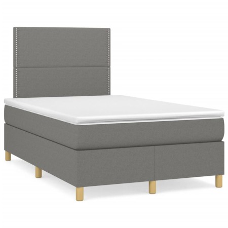 Cama box spring con colchón y LED tela marrón oscuro 120x190 cm de , Camas y somieres - Ref: Foro24-3270240, Precio: 415,79 €...