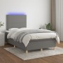 Cama box spring con colchón y LED tela marrón oscuro 120x190 cm de , Camas y somieres - Ref: Foro24-3270240, Precio: 415,79 €...