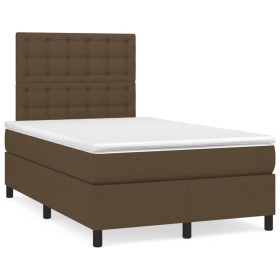 Cama box spring con colchón y LED tela marrón oscuro 120x190 cm de , Camas y somieres - Ref: Foro24-3270228, Precio: 420,99 €...