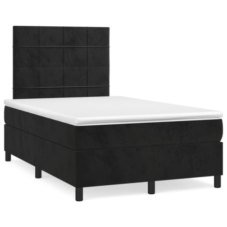 Box spring bed with mattress and LED black velvet 120x190 cm by , Beds and slatted bases - Ref: Foro24-3270313, Price: 415,55...