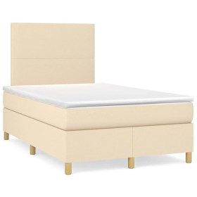 Cama box spring con colchón y luces LED tela crema 120x190 cm de , Camas y somieres - Ref: Foro24-3270237, Precio: 419,99 €, ...