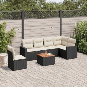 7-teiliges Garten-Essset und schwarze Kissen aus synthetischem Rattan von , Gartensets - Ref: Foro24-3256476, Preis: 443,82 €...