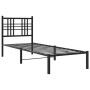 Bed frame with black metal headboard 75x190 cm by , Beds and slatted bases - Ref: Foro24-376314, Price: 64,40 €, Discount: %