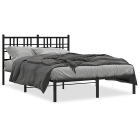 Estructura de cama con cabecero metal negro 135x190 cm de , Camas y somieres - Ref: Foro24-376323, Precio: 104,99 €, Descuent...